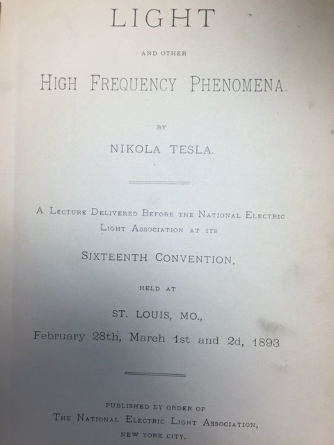 LindaHall_org's tweet photo. Tonight's Tesla doc on PBS had us searching through our stacks for Tesla materials. We found several, including a text of an 1893 lecture. https://t.co/uDGxSjxOrG