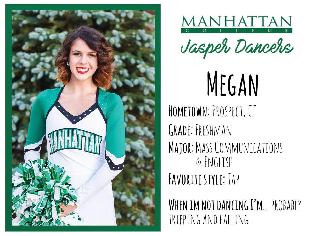 MCJasperDancers's tweet photo. Help us welcome freshman, Megan!!! 💚🌟 @megedree #JD2k16 #TeamTuesday @manhattanedu https://t.co/HmT35OSHTU