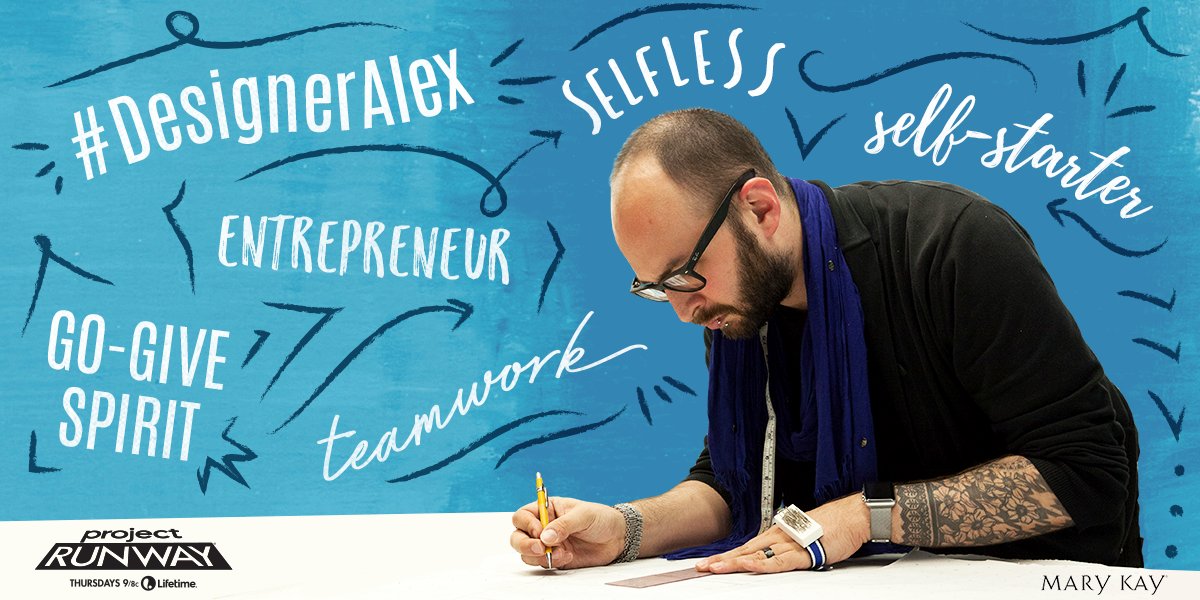 MaryKay's tweet photo. In the spirit of Mary Kay Ash, we’re presenting #ProjectRunway’s #DesignerAlex $5K to build his business! #MKProjectRunway #MaryKay (5/5) https://t.co/fovH7IvZTm
