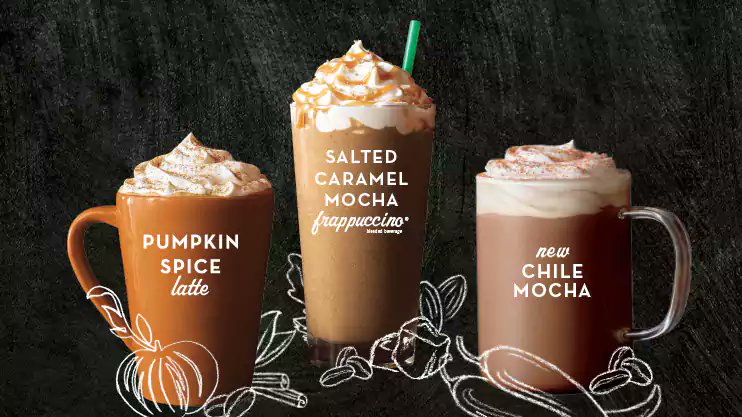 coming fall ,coming #starbucks with #PumpkinSpiceLatte #SaltedCaramelMocha #chilemocha The taste is incredible.