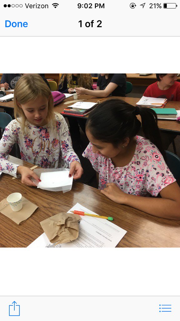 MustangNelly68's tweet photo. My color coordinated 6th graders investigating the attraction between water molecules!  #wearemerrill #merrillpd https://t.co/Sg7ovCFFGB