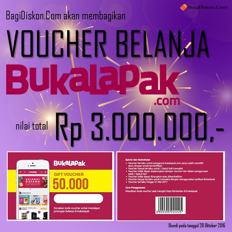 BagiDiskonCom's tweet photo. #SemangatPagi #RabuCuapCuap ikuti undian 20 Oktober dgn hadiah Voucher Belanja 3juta caranya daftar ke : https://t.co/6s6iGdyB0t #gratisan https://t.co/HCCNeROcBZ