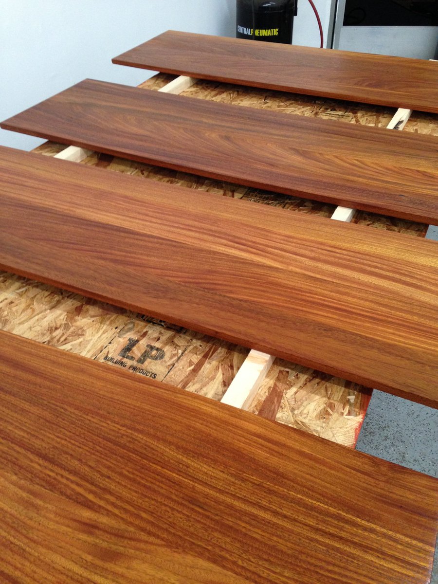 haskellcollect's tweet photo. Hand finished teak planks ready for mounting! What can we make for you? #customdesign #designthinking #madeinusa #keepmesacool #ecobuilt https://t.co/OXbkG7rLr9
