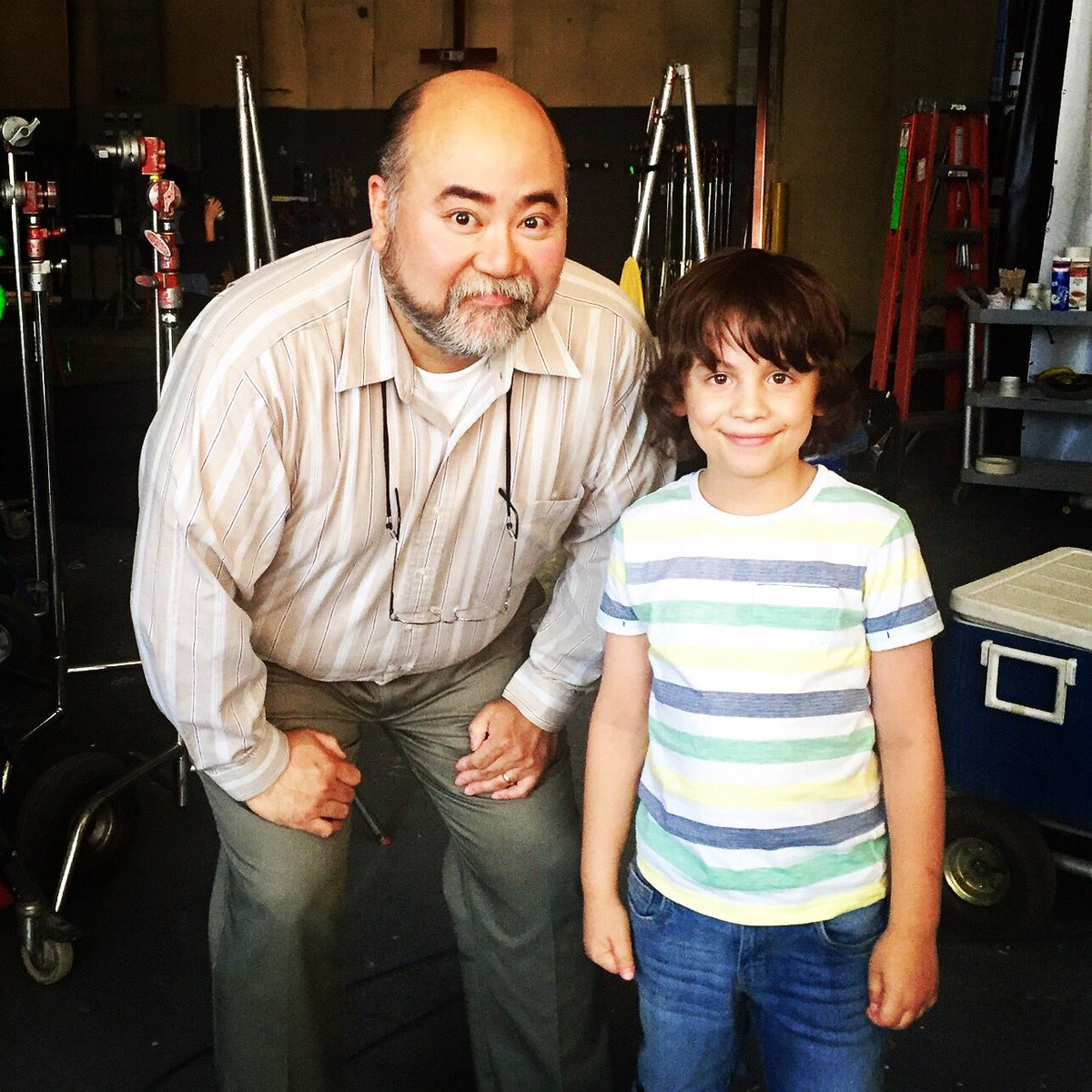 dylcasanova's tweet photo. Him! Thank @bitterasiandude for so much fun on set! I really look forward to watching the show tonight ❤️🎬 @CBC @KimsConvenience #acting https://t.co/fmlDkeZ1cb