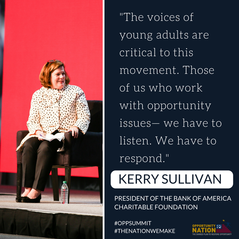 oppnation's tweet image. "The voices of youth are critical to the #opportunity movement. We must listen &amp;amp; respond to them." @KerryHSullivan @bofa_news #OppSummit