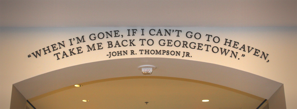 GUAlumni's tweet photo. #Hoyas fans: Here's your new cover photo! An iconic quote inside #GUThompsonCenter. 

⬇️ Download it hi-res here: https://t.co/saKwJLFelA https://t.co/kPMPAZ787B