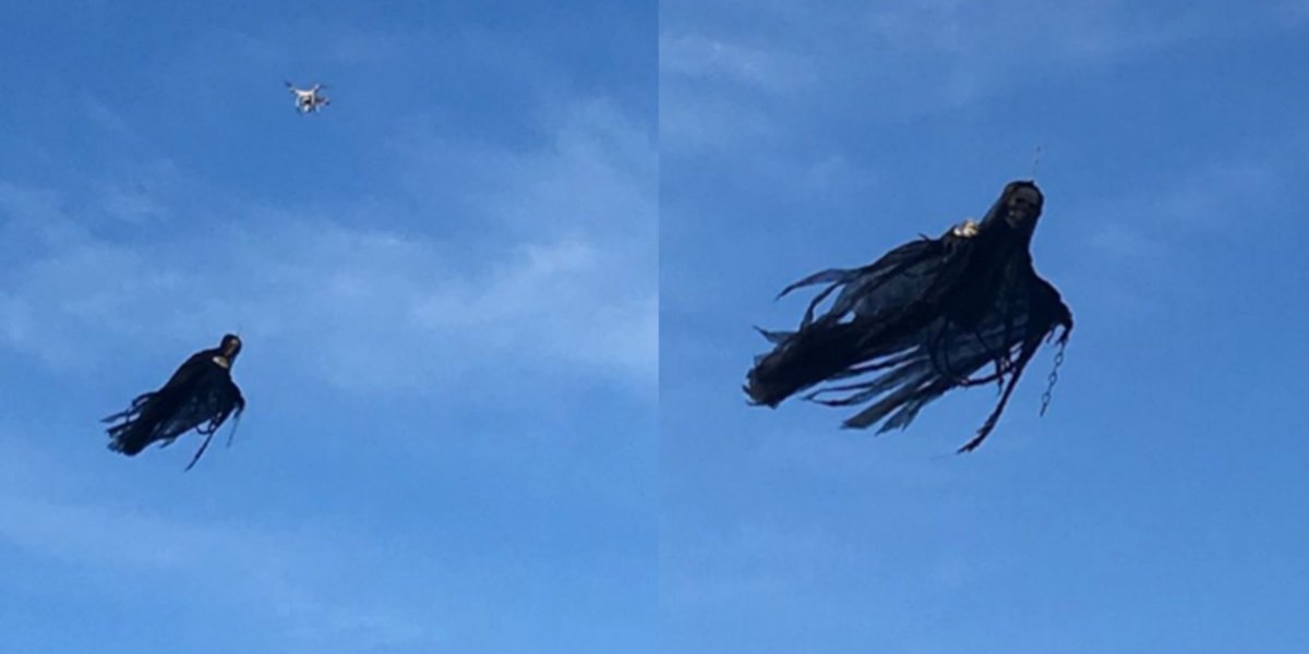 jamesnews242's tweet photo. A Man Attached A Flying Skeleton To A Drone And People Went Nuts https://t.co/Se9ZnCPWDk https://t.co/UzvGisd1oa