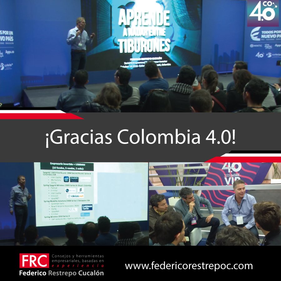 FicoRestrepoC's tweet image. Gracias a todos los asistentes a mi conferencia &quot;Aprende A Nadar Entre Tiburones&quot; en la cumbre Colombia 4.0.