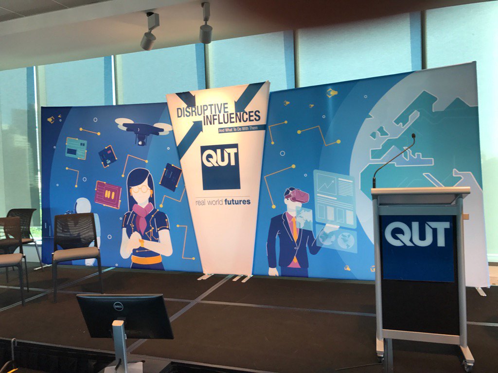 RealWorldFuture's tweet image. Stage set for #disruptiveinfluence conference @QUTmedia livestream here qut.edu.au/live-streaming…