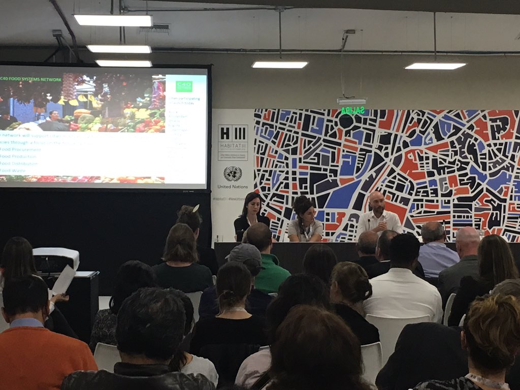 StateDeptGFS's tweet photo. .@c40cities Mark Watts talking about #urban #foodsecurity &amp; #foodwaste @Habitat3UN #Habitat3 #NewUrbanAgenda https://t.co/DEotZ01lZl