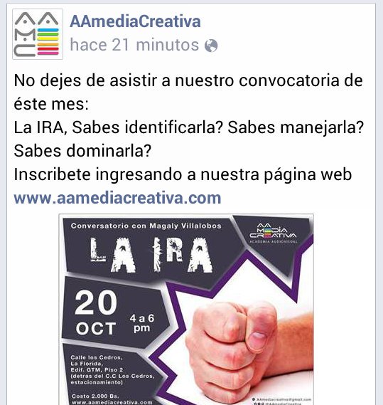 AAmediaCreativa's tweet photo. Inscríbete, quedan pocos cupos https://t.co/9LOos2dgBp