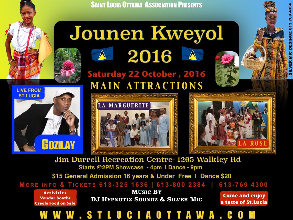 Do you have your ticket? Jounen Kweyol 2016 Saturday Oct 22nd Jim Durrell Recreation Ctr. Doors open 2PM!  Look forward to seeing you