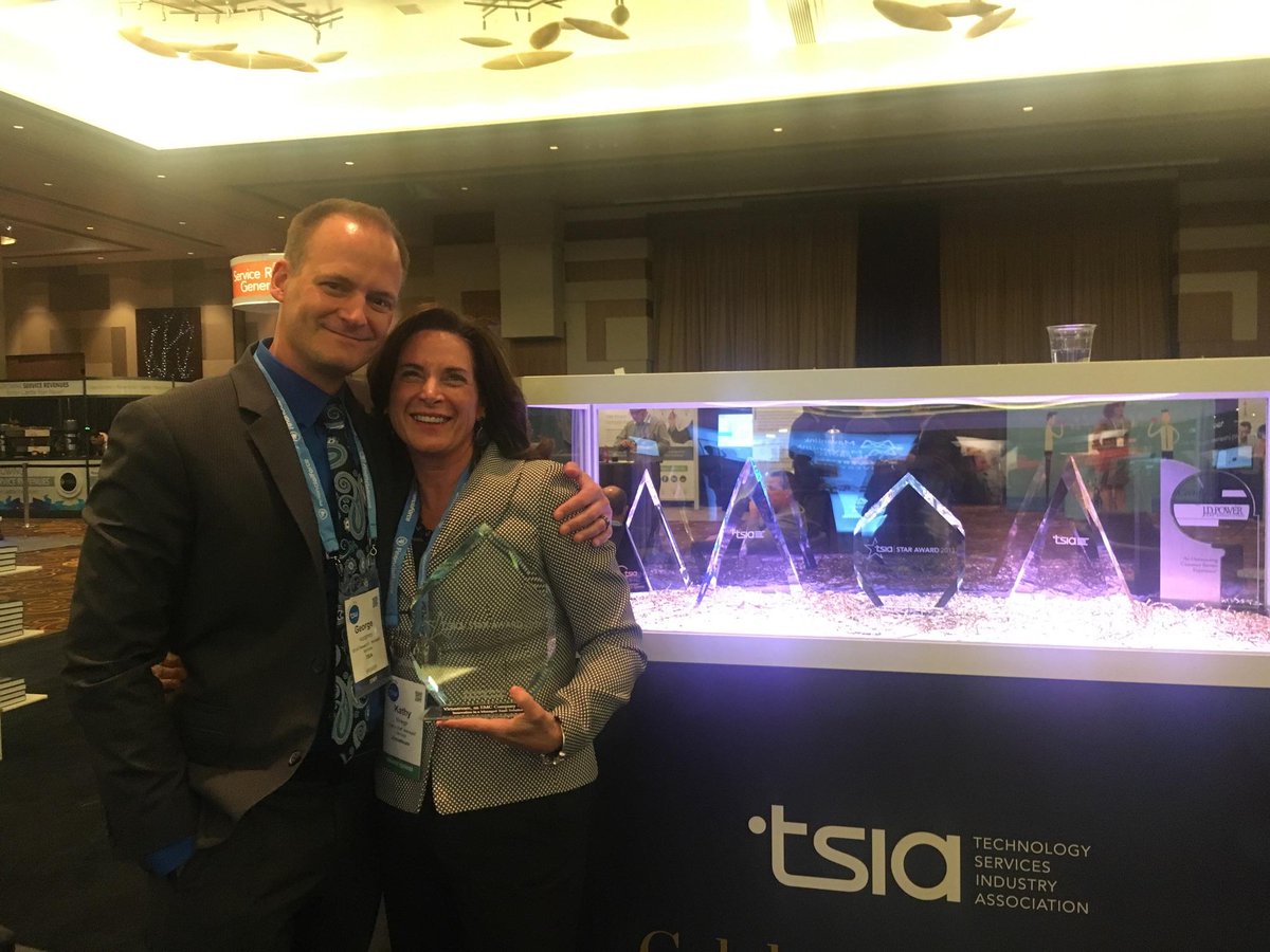 MKBeduhn's tweet photo. Kathy Wineger accepts TSIA Innovation Award for Virtustream Managed Services today! With #TSIA's George Humphrey. #Virtustream @lacostepg https://t.co/rJFnuFL6a9
