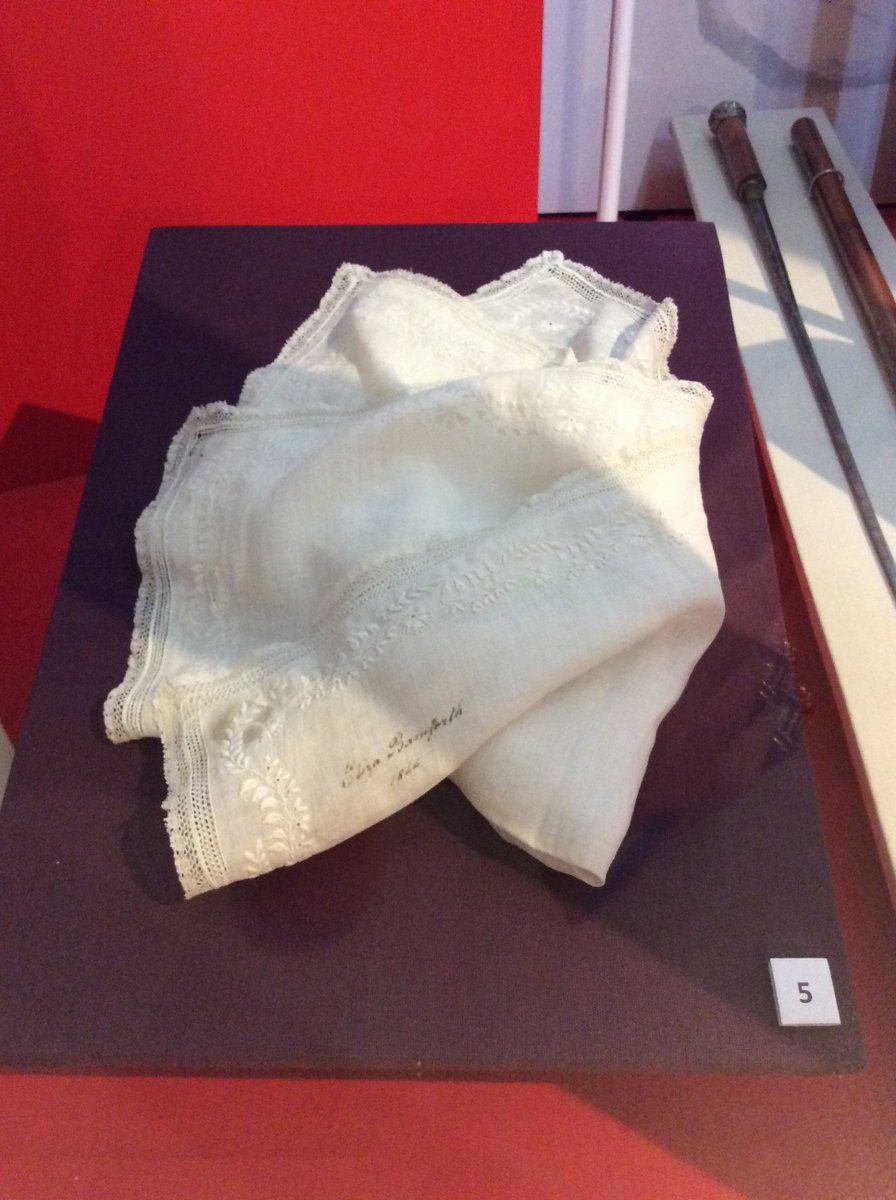 bexhillmuseum's tweet photo. Embroidered and lace-edged mourning handkerchief, 1844. On display as part of our current @Exploring_Stuff exhibition. https://t.co/zNlWVnB6ZC