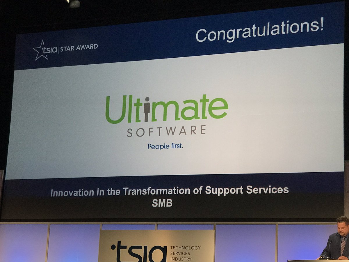 Darren_Litwin's tweet photo. Congrats to @UltimateHCM and our Customer Success Team for receiving a #TSIA Star Award at the TSW conference today!  #PeopleFirst. https://t.co/x6yui9VuoR