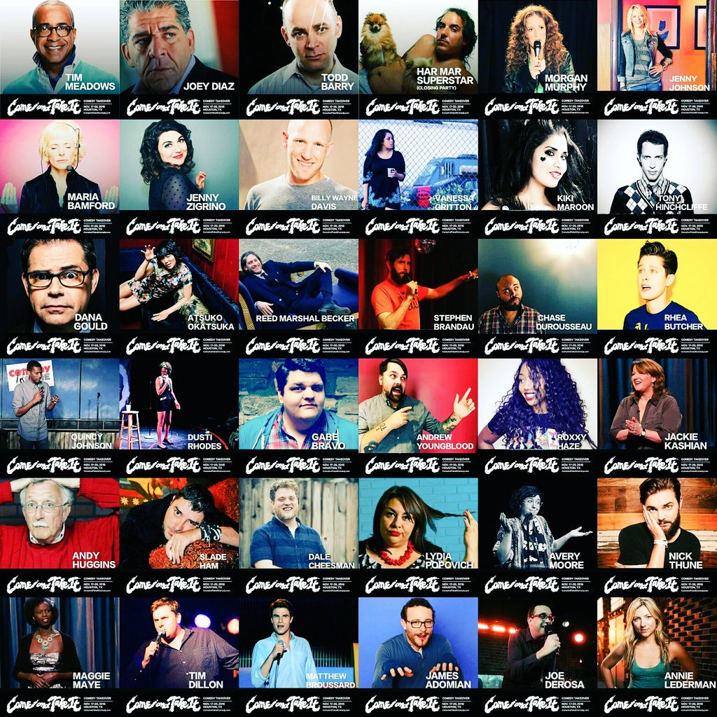 CATIComedy's tweet photo. #CATI2016 #HTX

@MariaBamfoo
@MadFlavor
@ToddBarry
@DanaGould
@Morgan_Murphy
@HarMarSuperstar
@NickThune
@TonyHinchcliffe
@JennyJohnsonHi5 https://t.co/X6icButcia