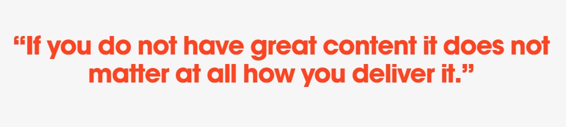 getflixapp's tweet photo. If you do not have great content it does not matter at all how you deliver it. #content #presentation #socialmedia https://t.co/wXFxIHqphO