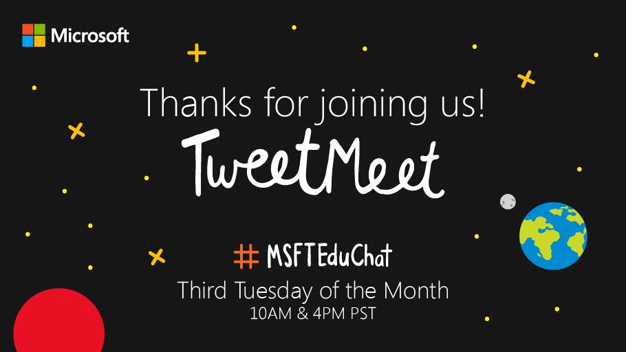 MicrosoftEDU's tweet photo. Thanks for tuning in to discuss inclusive and accessible learning at today’s TweetMeet! Join us for the next one on 11/15 w/ #MSFTEduChat. https://t.co/MPQQnbogMy