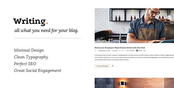 Vip_Themes's tweet photo. Writing v3.0.5 - Clean &amp; Minimal Blog WordPress Theme - https://t.co/eP9734uCJ1 https://t.co/X3LKMGeX4X