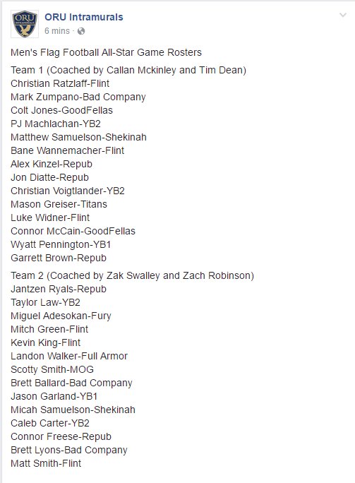 ORUintramurals's tweet photo. All-Star Rosters https://t.co/nwP9DFf00S