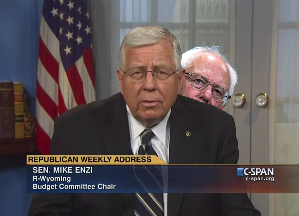 banditelli's tweet photo. Nice budget chair you have there @SenatorEnzi 

Be a shame if something happened to it #FlipTheSenate #FeelTheBern https://t.co/7jl8mqCFYi