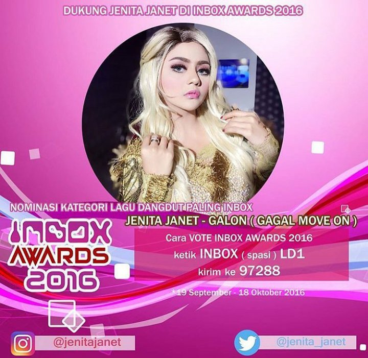 Bebiiqw_JJ's tweet photo. dukung tth @jenita_janet di #InboxAwards dngan cara Ketik INBOX (spasi) LD1 kirim ke 97288, untuk lagu GAGAL MOVE ON https://t.co/Jiz5YvtKmD