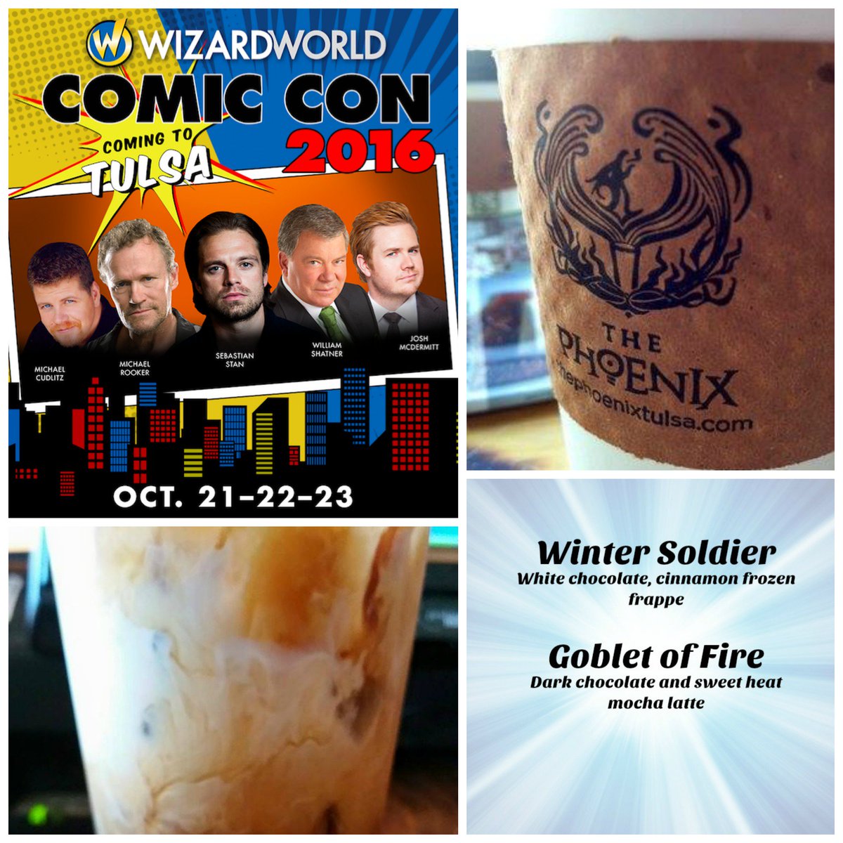 ThePhoenixTulsa's tweet photo. FREE WIZARD WORLD COMIC CON WEEKEND PASS!!! Stop in the Phoenix &amp; fill out entry, drawing held Thursday at 4pm. Try our WW themed drinks https://t.co/oOc8eJTW1f