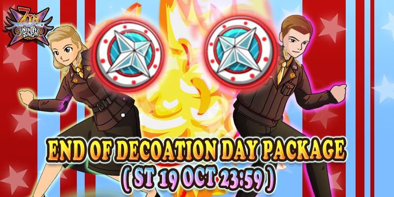 NinjaSaga's tweet photo. The Decoation Day package will not be able to get after Server Time at 23:59 on 19/10 ! -> https://t.co/2GQfynvt2b

#ninjasaga #NS #limited https://t.co/fk4JJKjOSE