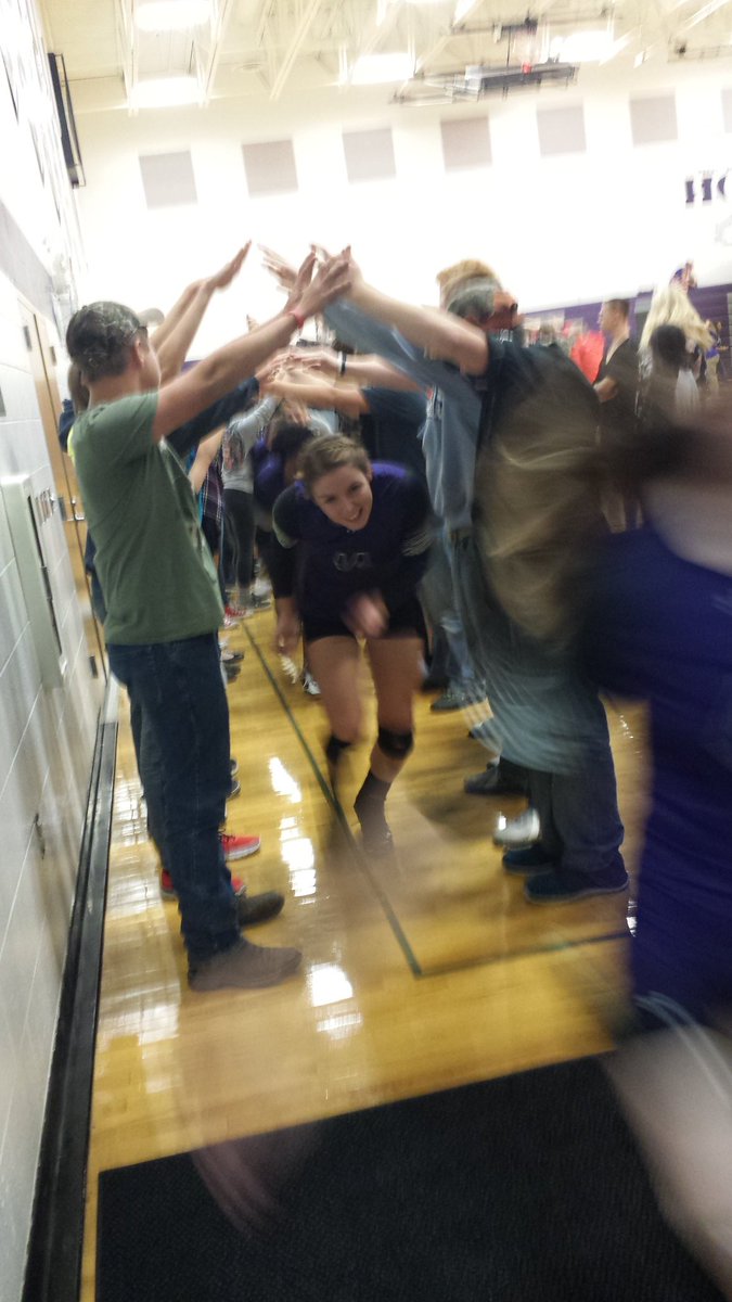 Athletics_BCSD's tweet photo. Bulldog Volleyball team gets a Regional win 3 to 0 vs Unity.  Crowd creates a tunnel as they exit the gym.  Great atmosphere and victory. https://t.co/15pZcGjKGB