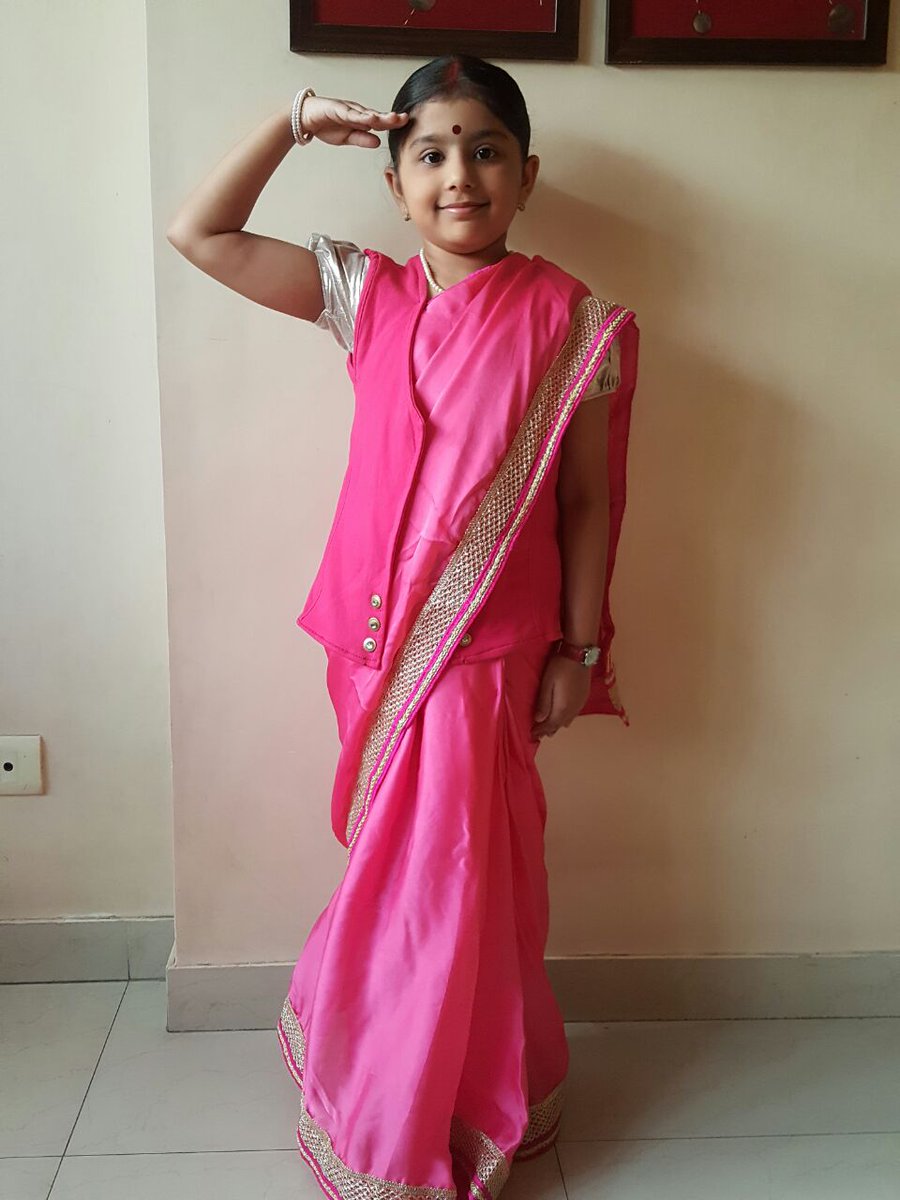 mandarpendsey's tweet photo. @SushmaSwaraj Hello Sushma ji, my daughter Amiya will be trying to imitate you today, in her school competition https://t.co/7aNlREO3Fr