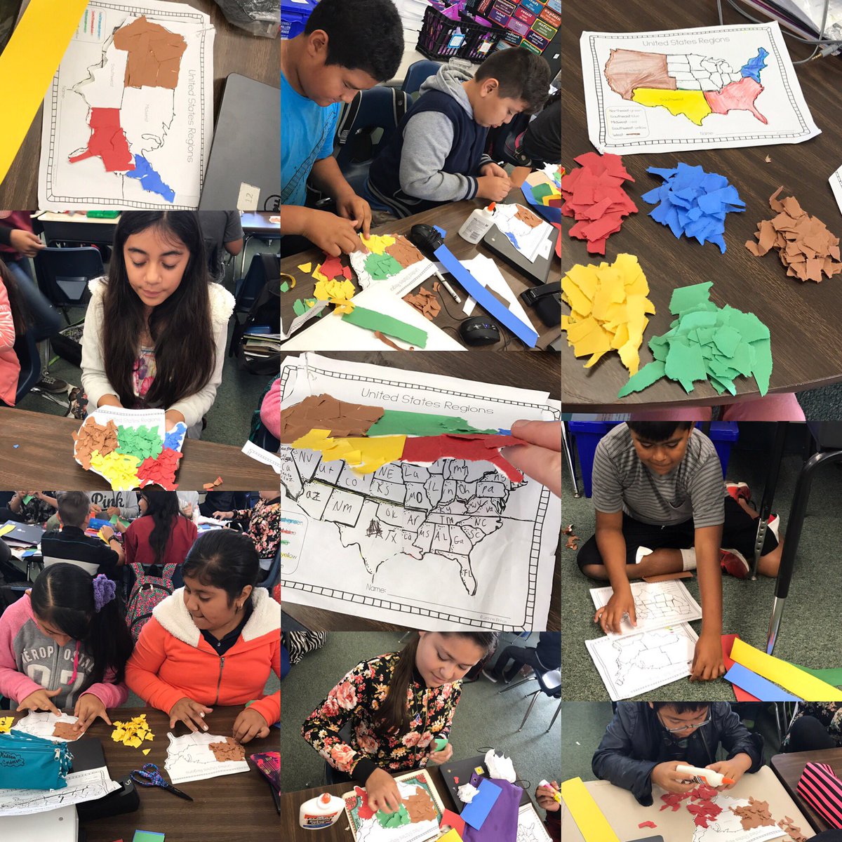 FinleyEagles's tweet image. Combining art and geography while learning about US regions #flippable #tearart