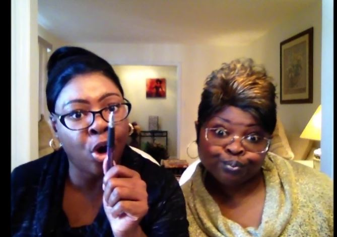 DiamondandSilk's tweet photo. Somebody should be going to jail for inciting violence at Trump's rallies.  The DNC and Crooked Hillary's camp are to blame #DrainTheSwamp https://t.co/vwynF9ojNF