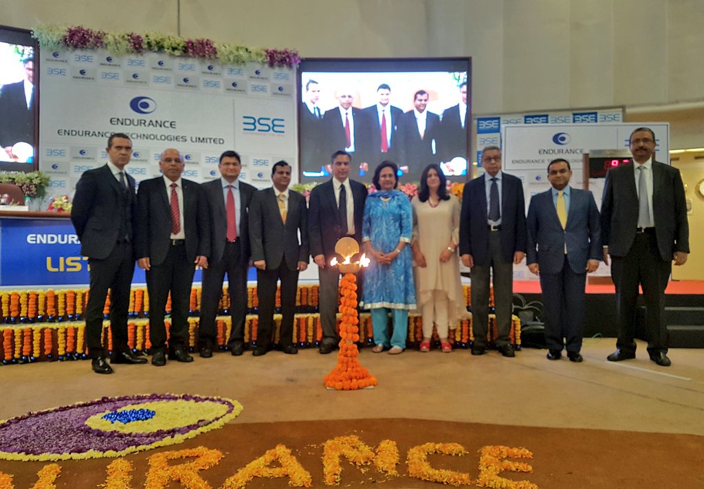 All d Dignitaries Lighting d Lamp @ d listing Ceremony of Endurance Technologies Ltd on October 19, 2016 <a href="/BSEIndia/">BSE India</a> <a href="/endurance_tech/">Endurance</a>