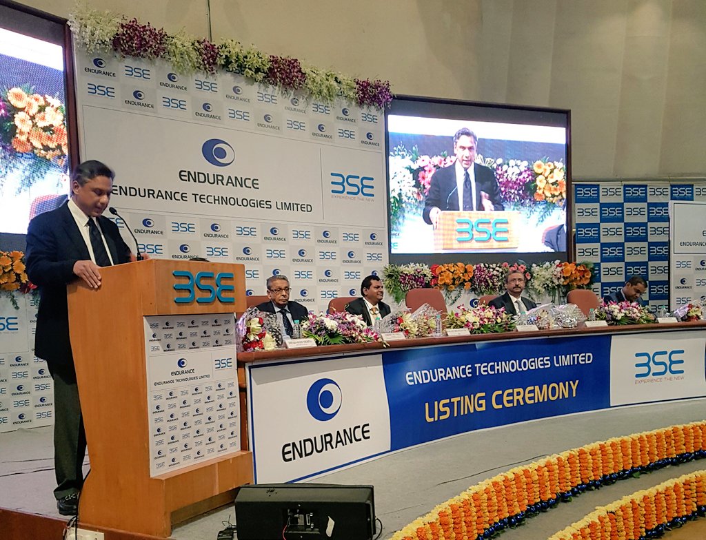 Shri Anurang Jain, MD, <a href="/endurance_tech/">Endurance</a> spkg @ d listing Ceremony of Endurance Technologies Ltd on October 19, 2016 <a href="/BSEIndia/">BSE India</a>