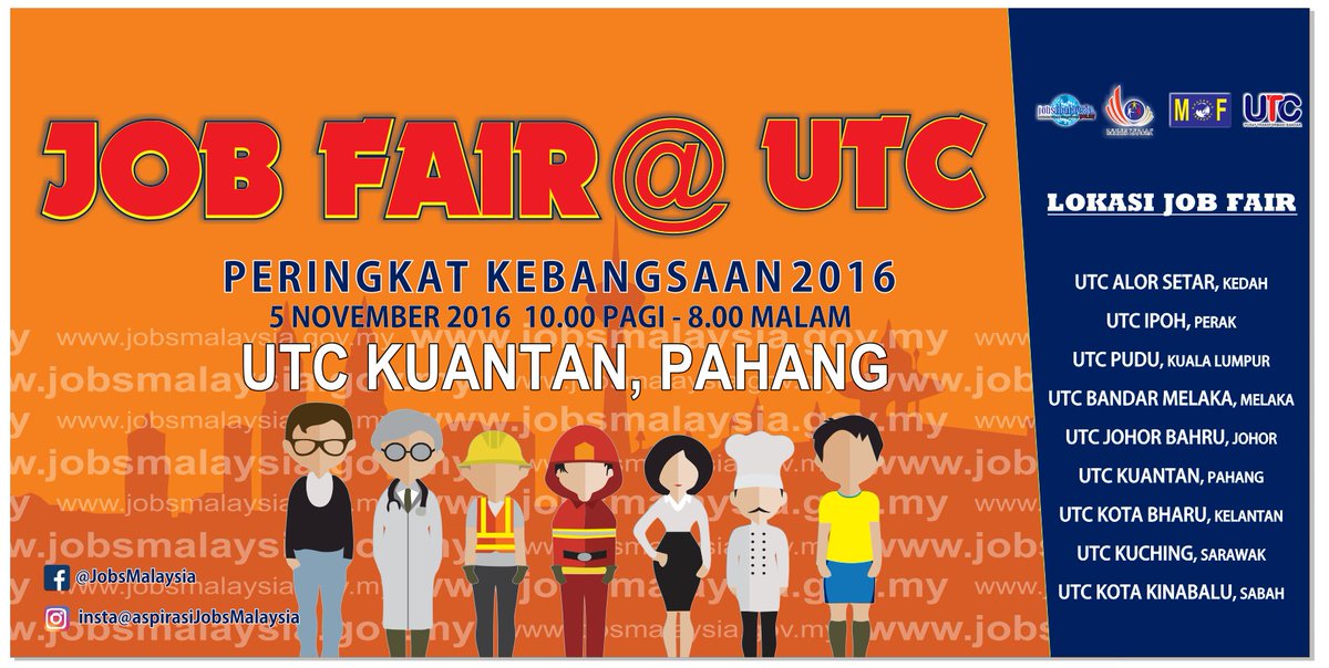 jmcpahang's tweet photo. Semua dijemput hadir ke Jobsfair@UTC pada 5 November 2016 di perkarangan tempat letak kereta UTC Pahang @KuantanTV https://t.co/1EU52QvcxH
