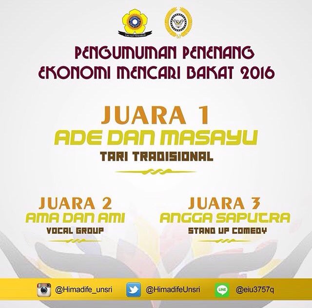 Sending a big congratulate to Ade Juliansyah mgt '15 dan Chintia Carolina mgt '14! Kita tunggu prestasi mgt yg lain!