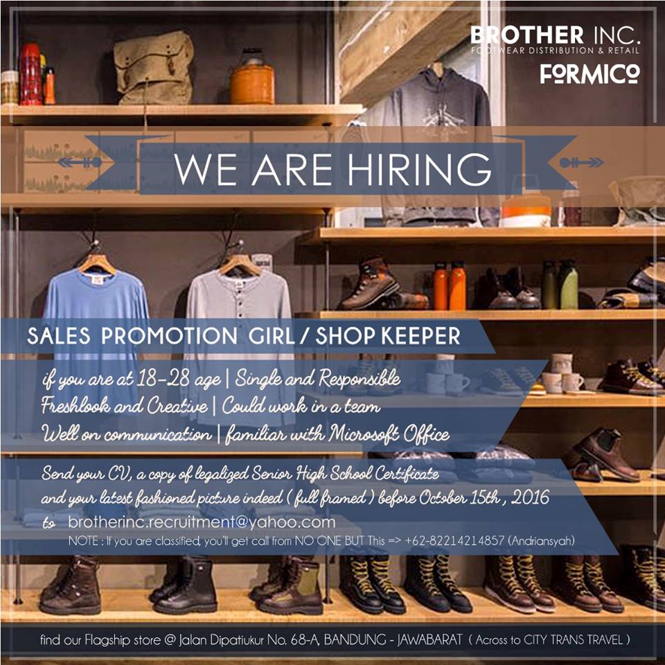 OFFICIAL_BRAVE's tweet photo. LOKER BANDUNG!!!   = SHOP KEEPER =  @Kuliner_Bandung @infokosanpisan @LokerBdg @lokerbdgraya @lokerbdgcom https://t.co/NBzGDTTWYD