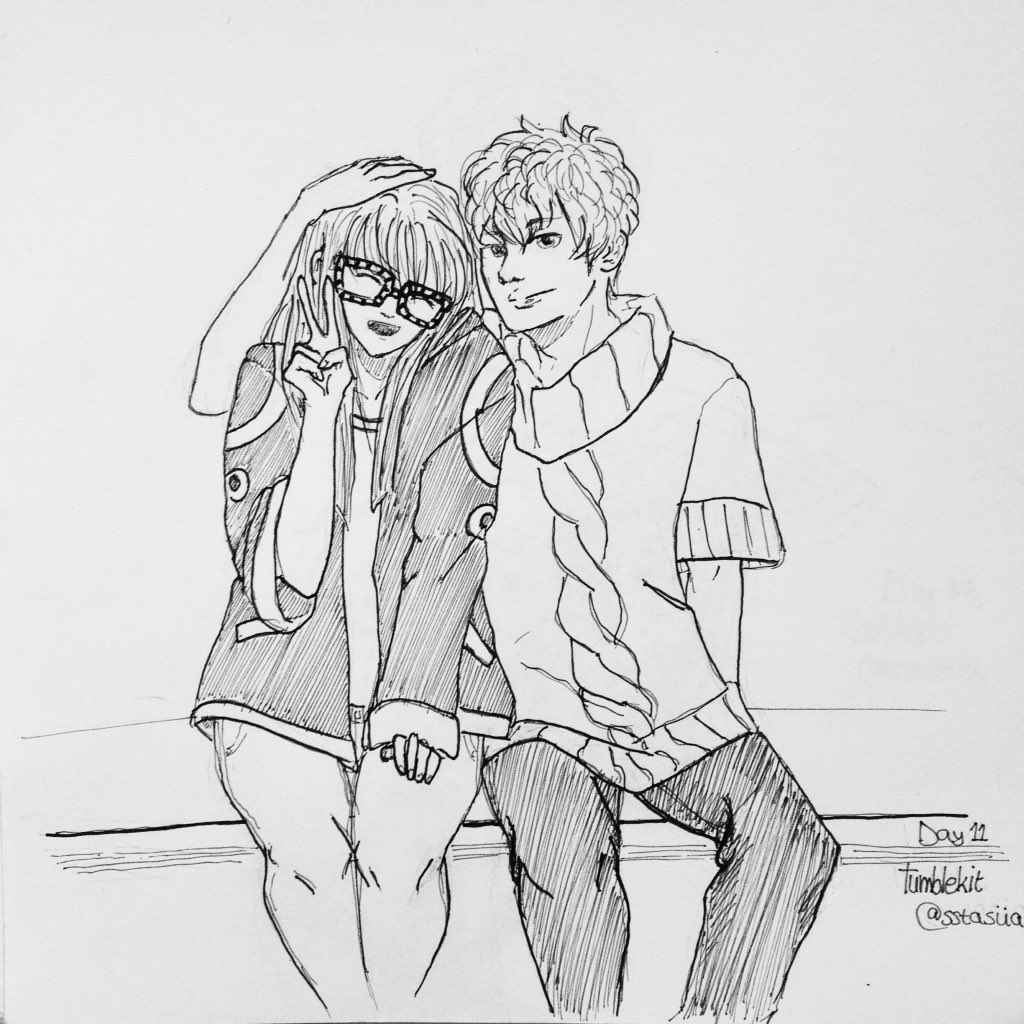 sstasiia's tweet photo. Day 11 #inktober #mysticmessenger #707mc wearing each other's clothes~! https://t.co/ZhmE7jZN2l