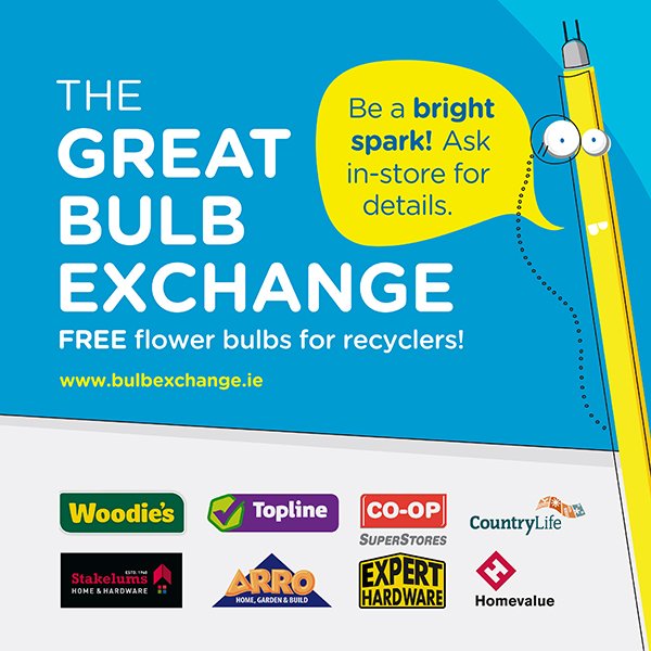 WEEEIreland's tweet photo. Recycle your CFL light bulbs at your local @ExpertHardware @WoodiesIreland @ToplineDIY @ARRO_DIY_Garden @HomevalueHware #BulbExchange https://t.co/rLJ6889QgG