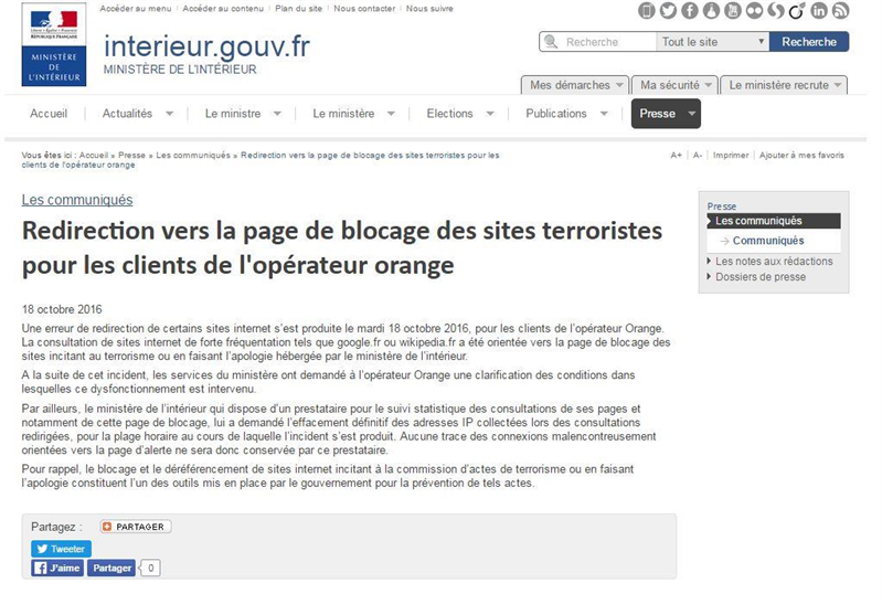 InfosWikipedia's tweet image. Blocage d’#OVH, #Google et "Wikipédia : l’Intérieur exige l’effacement des adresses IP collectées ow.ly/baiF305kcUA @Place_Beauvau