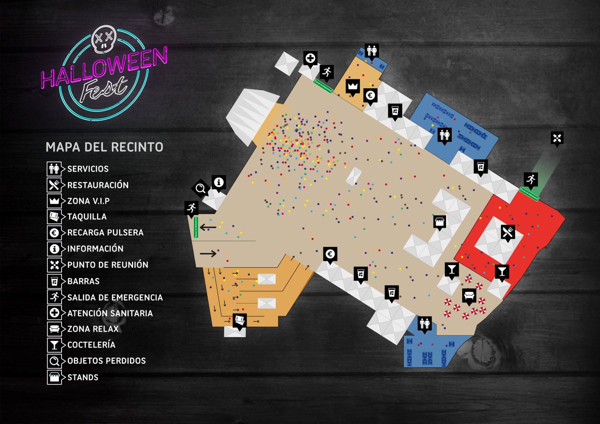 A 10 días del festival mas loco que te puedas imaginar, aquí tienes el mapa del recinto, no te quedes fuera! halloweenfest.es
