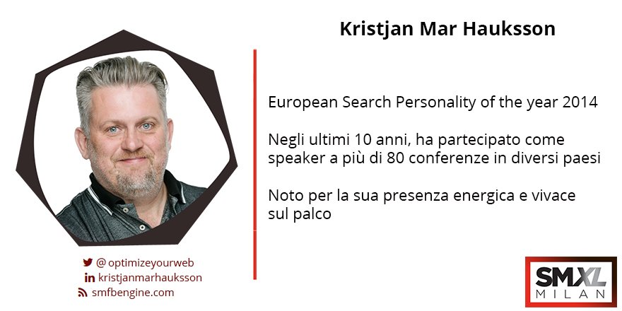 smxlmilan's tweet photo. Kristjan Mar Hauksson @optimizeyourweb Co-Founder e COO di @SMFBEngine sarà al #SMXLmilan #DAY1 Iscriviti qui: https://t.co/8hjiuLXBpG https://t.co/OiOIZVqCoE