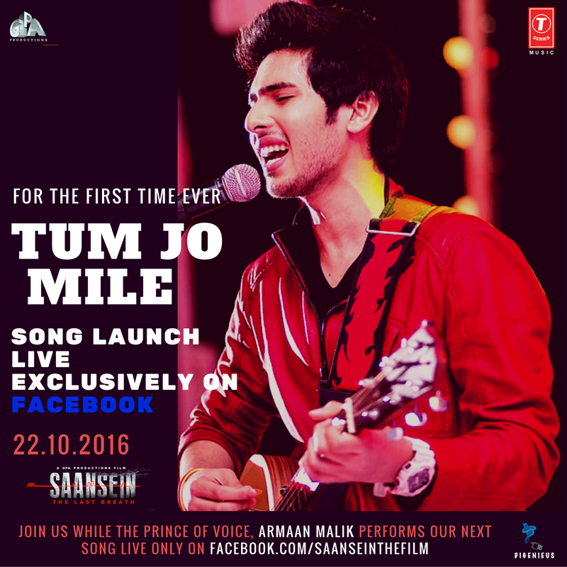 SaanseinTheFilm's tweet photo. Armaan Malik will be launching our new song LIVE!
Tum Jo Mile will get you falling in love in no time!
 Stay tuned for the big reveal! https://t.co/YCXGO1lJEE