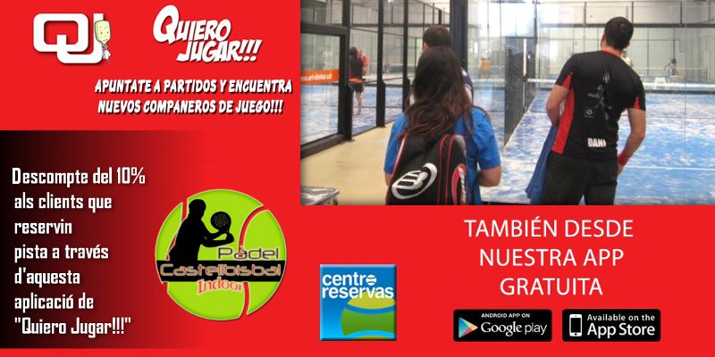 Recordeu que amb l'APP per a telèfons mòbils, podeu gaudir d'un DESCOMPTE DEL 10% en la reserva de les vostres pistes per jugar a pàdel!!