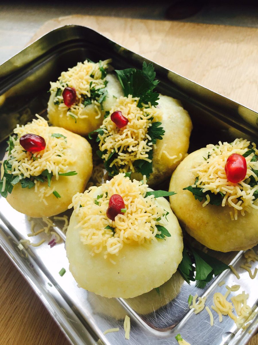 NishaKatona's tweet photo. Yoghurt Chat Bombs @mowglistreetfood Volatile little buggers, melt within minutes of making them but immensely worthy it https://t.co/GFDd7oZoX2
