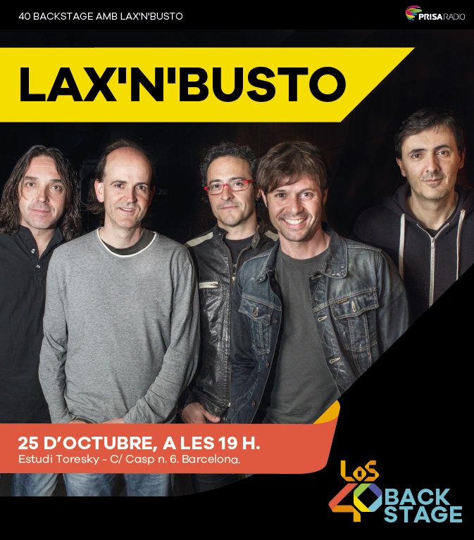 Els40_'s tweet photo. Dimarts 25/10 tenim un nou #40Backstage amb els grans @laxnbusto!
Vols venir?? Envia'ns el teu nom i telèfon a catalunya@los40.com https://t.co/rkrRkSzdRx