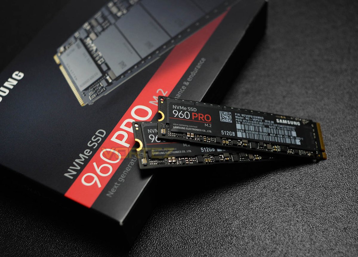 Vortez's tweet photo. Samsung 960 PRO RAID Review ➤ Combine two NVMe SSDs for blistering speeds - 3500MB/s+ ! ➤ https://t.co/XBXSIs2sBv #SamsungSSD #960PRO https://t.co/HpRzSDUvGP