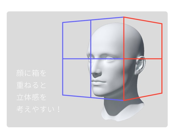 Pixiv描き方 Sensei 顔と箱の角度を重ねて考えることで 奥行きによる顔の変化をとらえやすくなります 顔を立体としてとらえる Sensei By Pixiv 動画で学ぶお絵かき講座 T Co Kwuhow9yxo