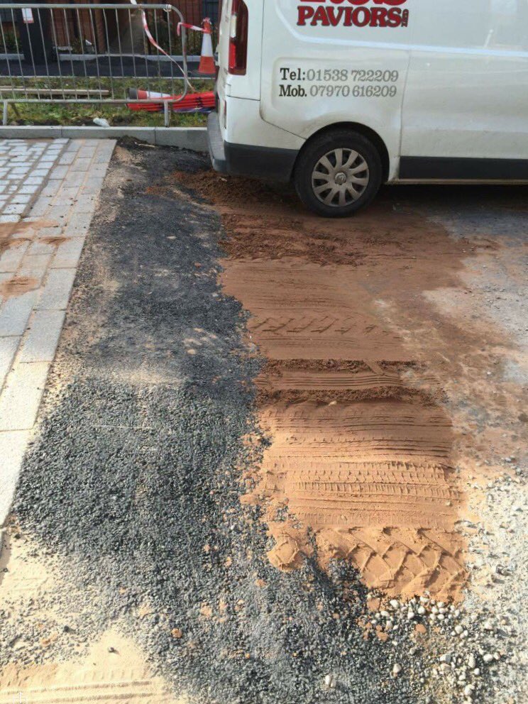 SadHomeOwner's tweet photo. No road signs warning people of the uneven ramps which tear your bumper off @TWimpeySupport 
Are you going to pay to fix my SILs car? https://t.co/GJe1jkSwC9
