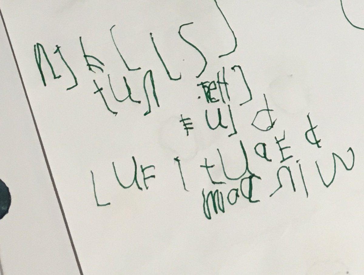 paulg's tweet image. 4 yo decided to write a song. He then presented this to me and looked up expectantly as I scrambled to decrypt it.